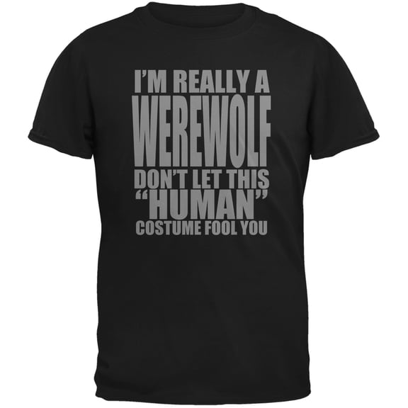 Halloween Human Werewolf Costume Black Adult T-Shirt - X-Large