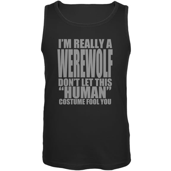 Halloween Human Werewolf Costume Black Adult Tank Top - 2X-Large