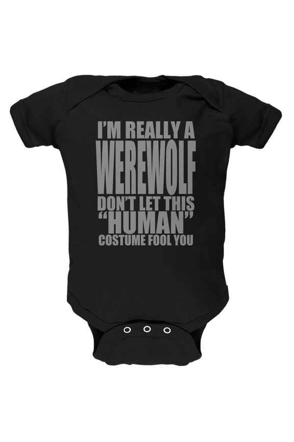 Halloween Human Werewolf Costume Black Soft Baby One Piece - 3-6 months