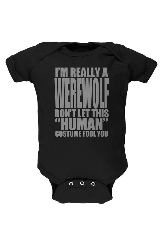 Halloween Human Werewolf Costume Soft Baby One Piece Black 3-6 M