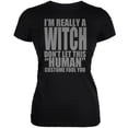 thumbnail image 1 of Halloween Human Witch Costume Black Juniors Soft T-Shirt - X-Large, 1 of 1
