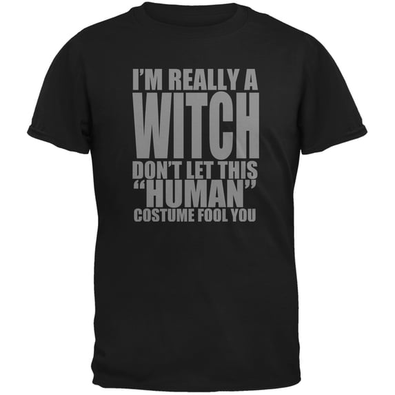 Halloween Human Witch Costume Black Youth T-Shirt - Youth X-Large