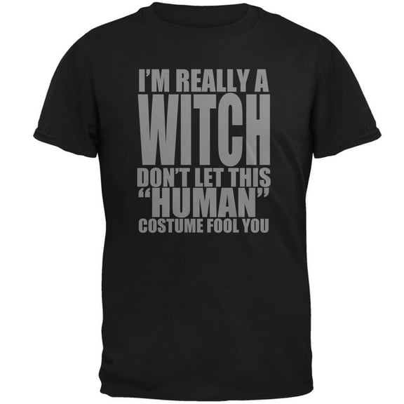 Halloween Human Witch Costume Mens T Shirt Black SM