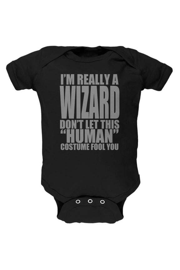 Human Wizard Costume Soft Baby One Piece Black 0-3 M