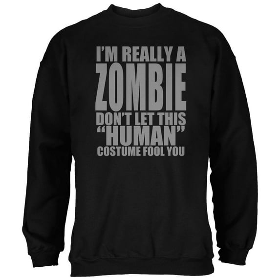 Halloween Human Zombie Costume Black Adult Sweatshirt - X-Large