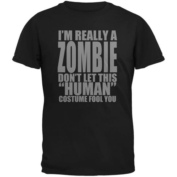 Halloween Human Zombie Costume Black Adult T-Shirt - 2X-Large