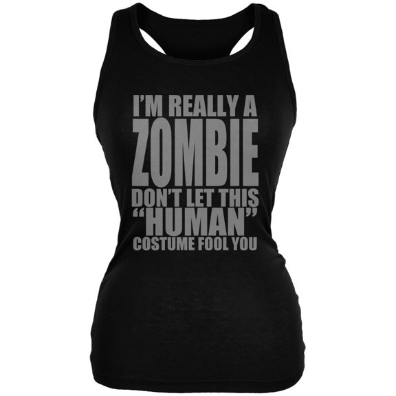 Halloween Human Zombie Costume Juniors Soft Tank Top Black LG