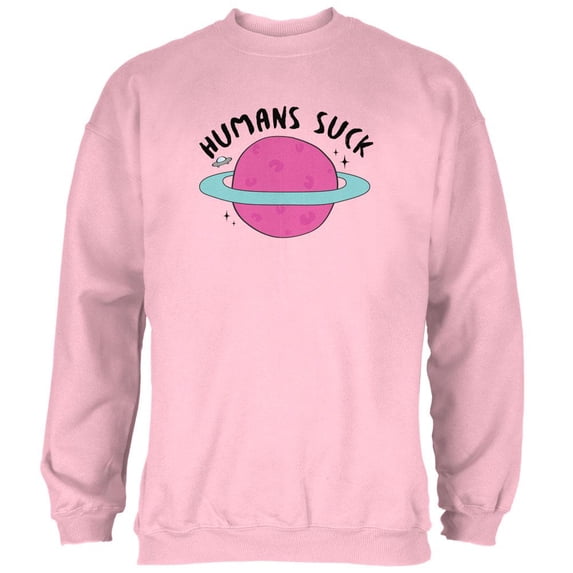 Halloween Humans Suck Black Text Mens Sweatshirt Light Pink MD