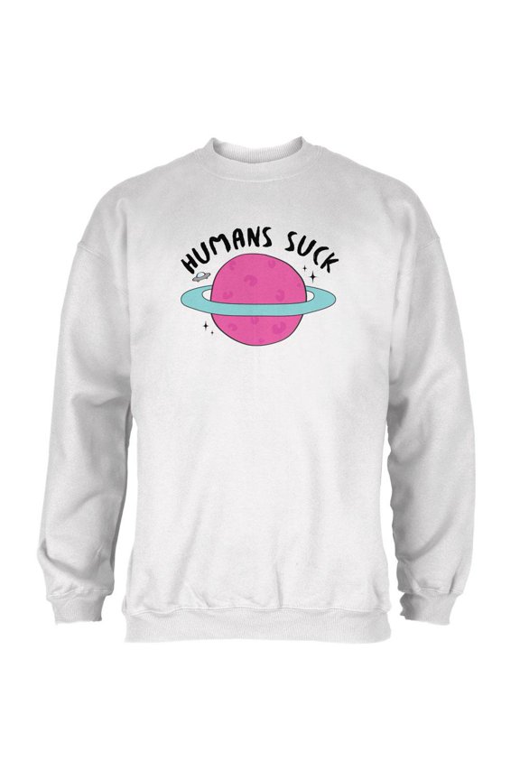 Halloween Humans Suck Black Text Mens Sweatshirt White 2XL