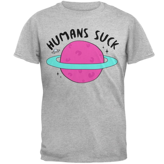 Halloween Humans Suck Black Text Mens T Shirt Heather SM