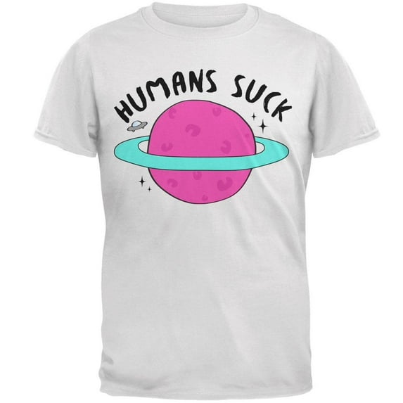 Halloween Humans Suck Black Text Mens T Shirt White MD