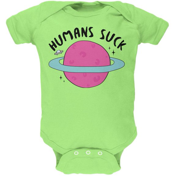 Halloween Humans Suck Black Text Soft Baby One Piece Key Lime 24 Month