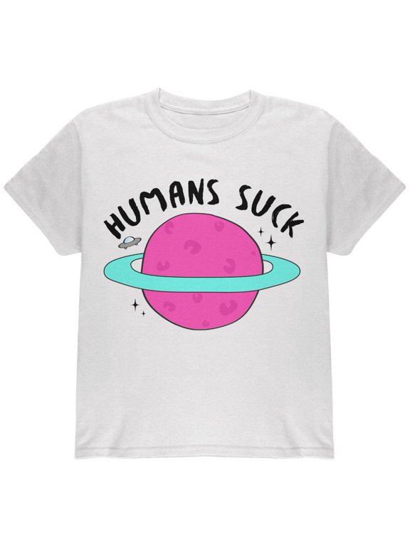 Halloween Humans Suck Black Text Youth T Shirt White Youth X-SM