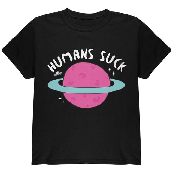 Halloween Humans Suck White Text Youth T Shirt Black YXL