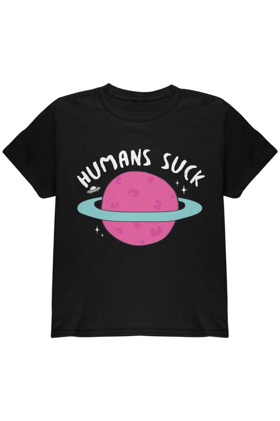 Halloween Humans Suck White Text Youth T Shirt Black YXL