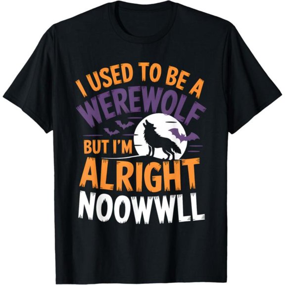 Halloween - Humor Graphic Tee, Tops Has "I USED TO...WEREWOLF" Text, Round Neck Regular Fit T - shirts, Size(S - 5XL)