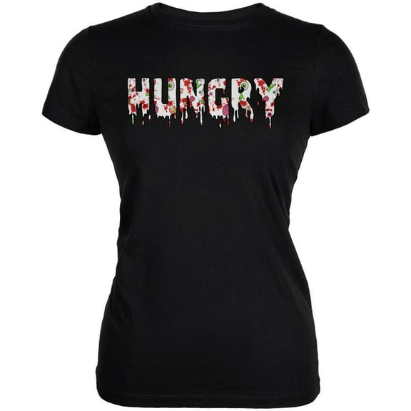 Halloween Hungry Zombie Pattern Juniors Soft T Shirt Black 2XL