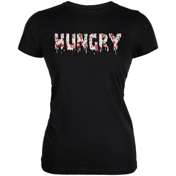 Halloween Hungry Zombie Pattern Juniors Soft T Shirt Black MD