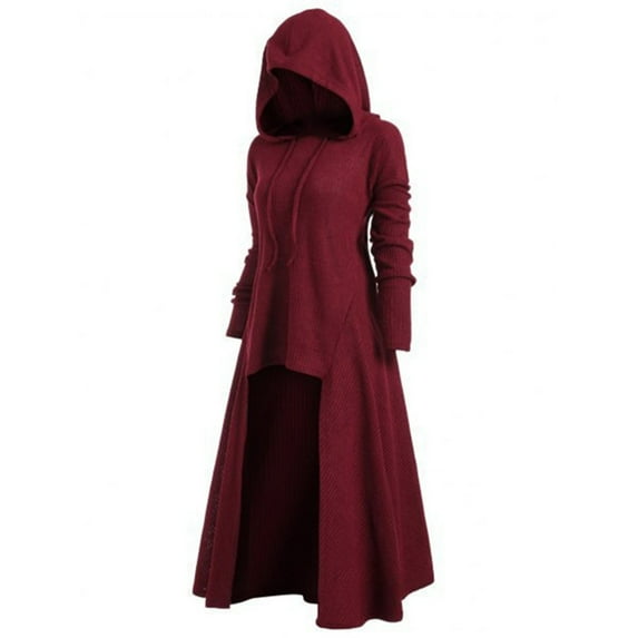 Halloween Hunter Jumper Hooded Dress Solid Color Jacket Loose Oversize Winter Plain Casual S-5Xl Medieval Carnival