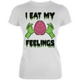 thumbnail image 1 of Halloween I Eat My Feelings Zombie Brain Juniors Soft T Shirt White X-LG, 1 of 1