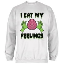 Halloween I Eat My Feelings Zombie Brain Mens Sweatshirt White MD
