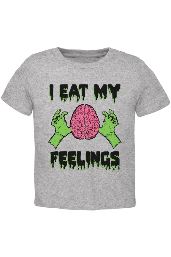 Halloween I Eat My Feelings Zombie Brain Toddler T Shirt Heather 2T
