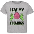 thumbnail image 1 of Halloween I Eat My Feelings Zombie Brain Toddler T Shirt Heather 3T, 1 of 1