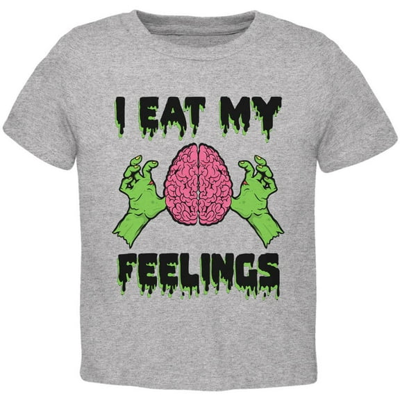 Halloween I Eat My Feelings Zombie Brain Toddler T Shirt Heather 4T