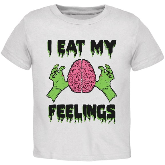 Halloween I Eat My Feelings Zombie Brain Toddler T Shirt White 2T