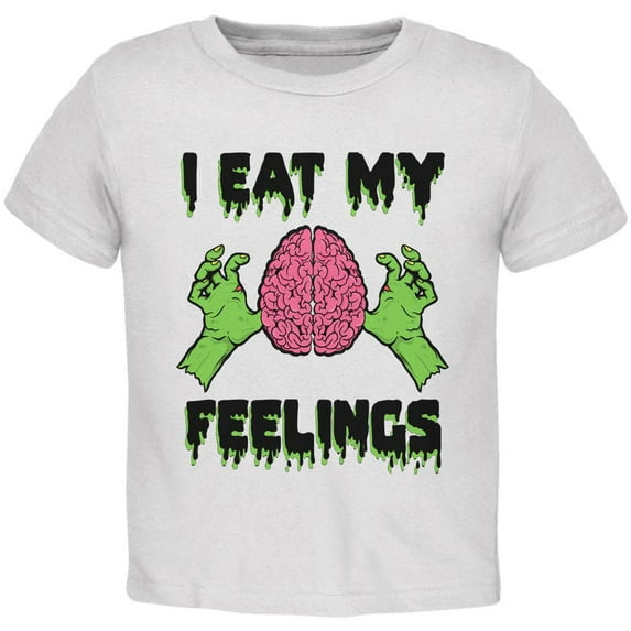 Halloween I Eat My Feelings Zombie Brain Toddler T Shirt White 4T