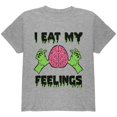 thumbnail image 1 of Halloween I Eat My Feelings Zombie Brain Youth T Shirt Heather YXL, 1 of 1