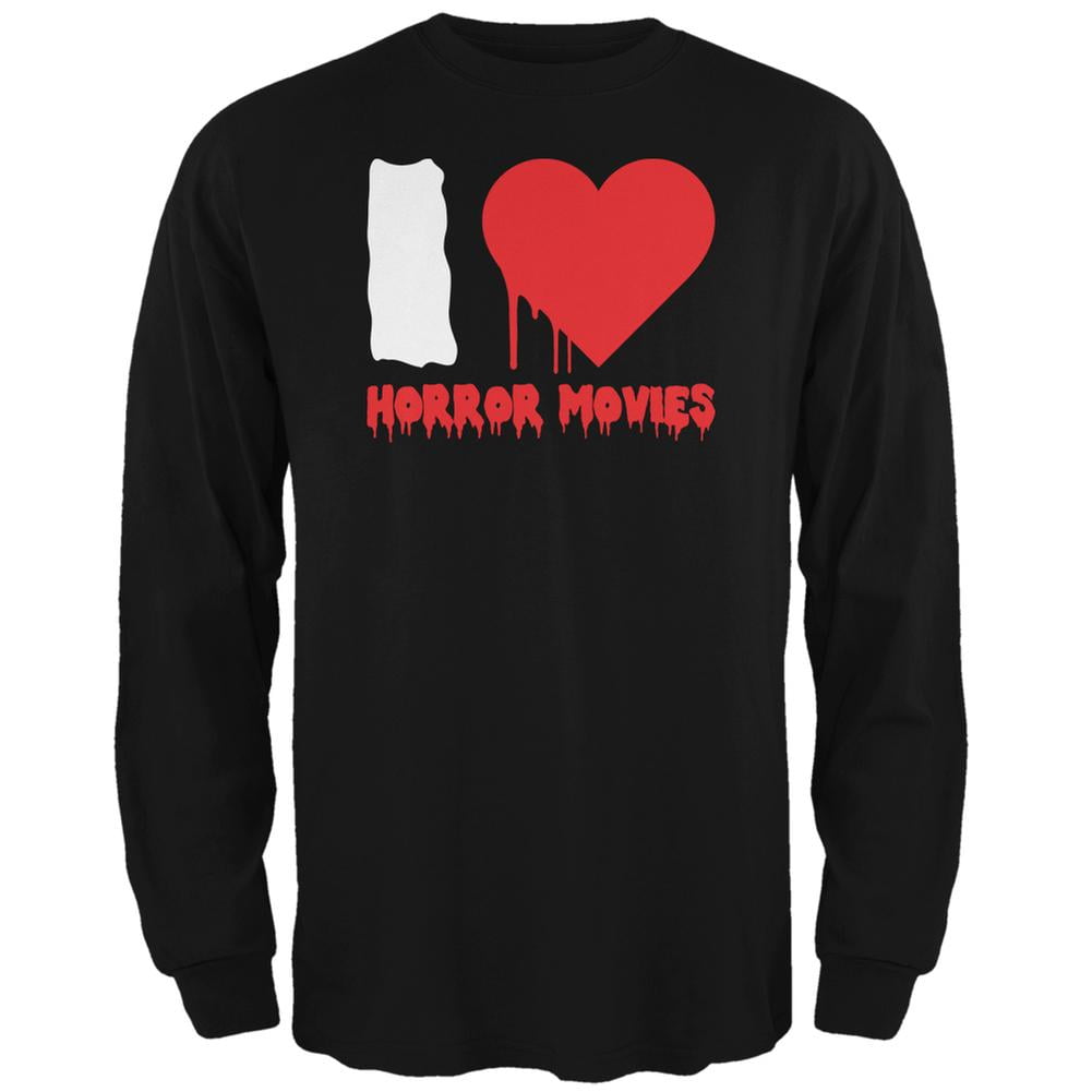 Halloween I Heart Horror Movies Black Adult Long Sleeve T-Shirt - Small