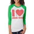 thumbnail image 1 of Halloween I Heart Love Bloody Horror Movies Unisex Raglan T Shirt Irish Green MD, 1 of 1