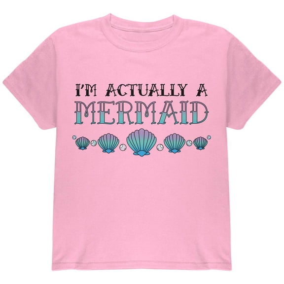 Halloween I'm Actually a Mermaid Youth T Shirt Light Pink YLG