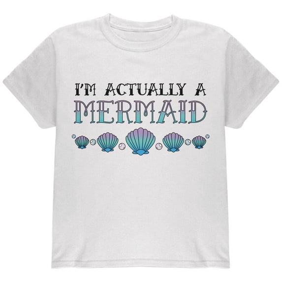 Halloween I'm Actually a Mermaid Youth T Shirt White YLG