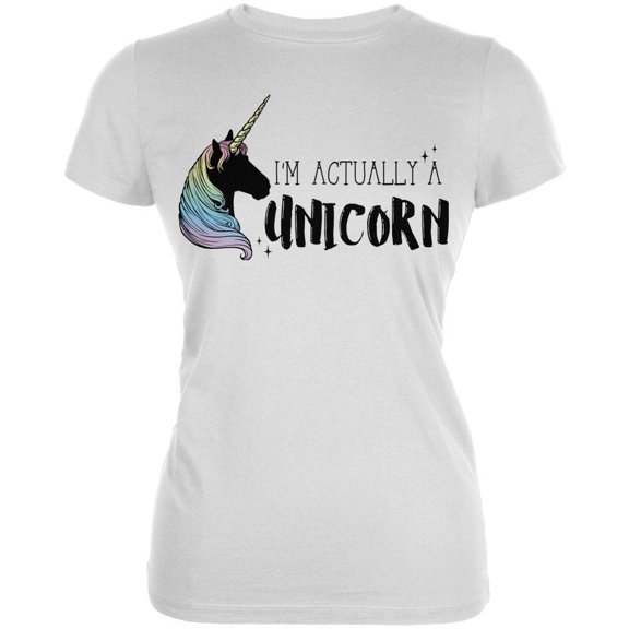Halloween I'm Actually a Unicorn Juniors Soft T Shirt White MD