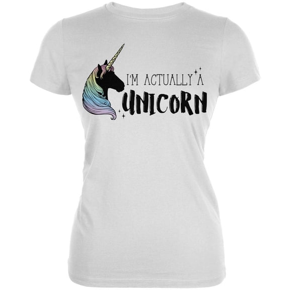 Halloween I'm Actually a Unicorn Juniors Soft T Shirt White X-LG