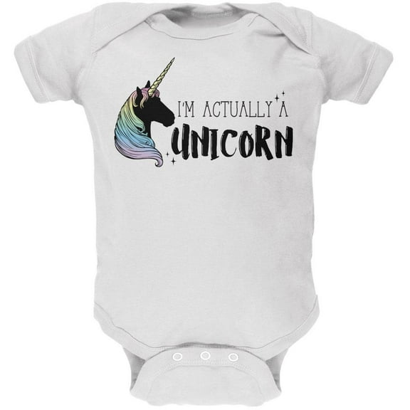 Halloween I'm Actually a Unicorn Soft Baby One Piece White 12 Month