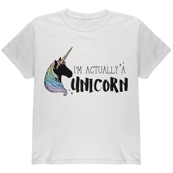 Halloween I'm Actually a Unicorn Youth T Shirt White YMD