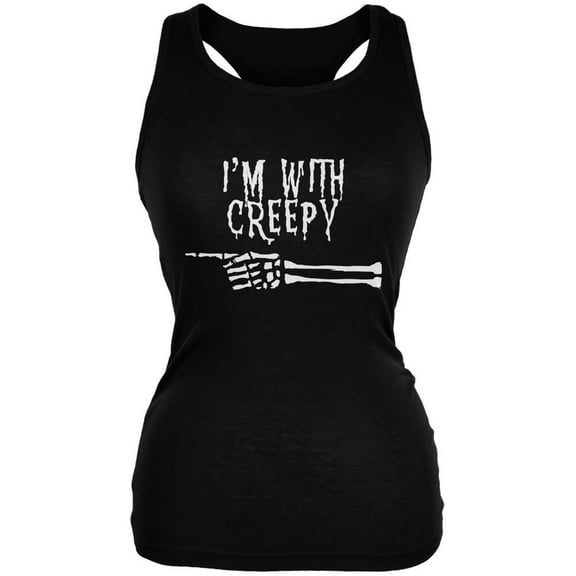 Halloween I'm With Creepy Black Juniors Soft Tank Top - 2X-Large