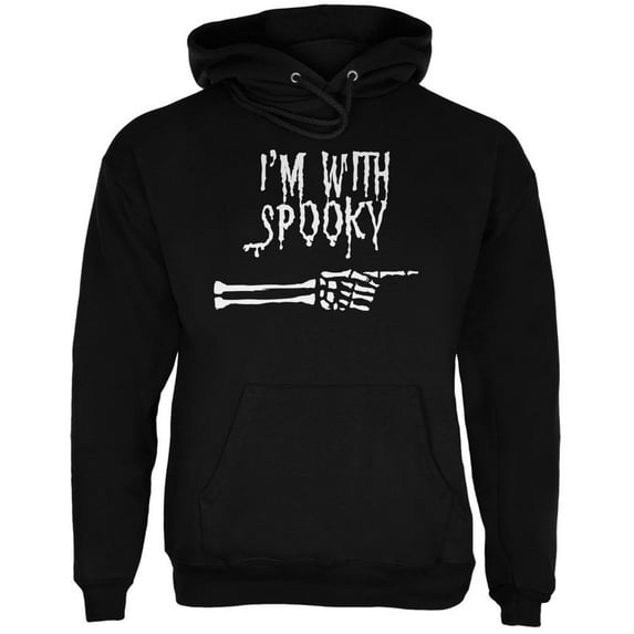 Halloween I'm With Spooky Black Adult Hoodie - Large