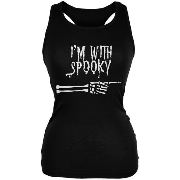Halloween I'm With Spooky Black Juniors Soft Tank Top - Small