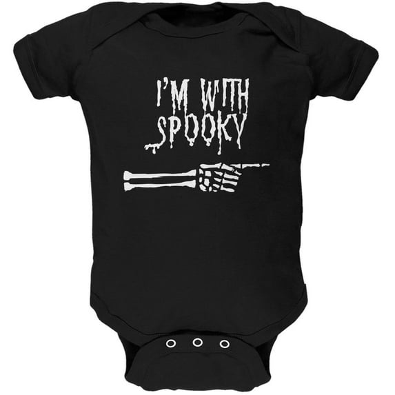 Halloween I'm With Spooky Black Soft Baby One Piece - 18-24 months