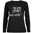 thumbnail image 1 of Halloween I'm With Spooky Black Womens Long Sleeve T-Shirt - Medium, 1 of 1