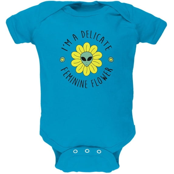 Halloween I'm a Delicate Feminine Flower Alien Soft Baby One Piece Turquoise 12 Month