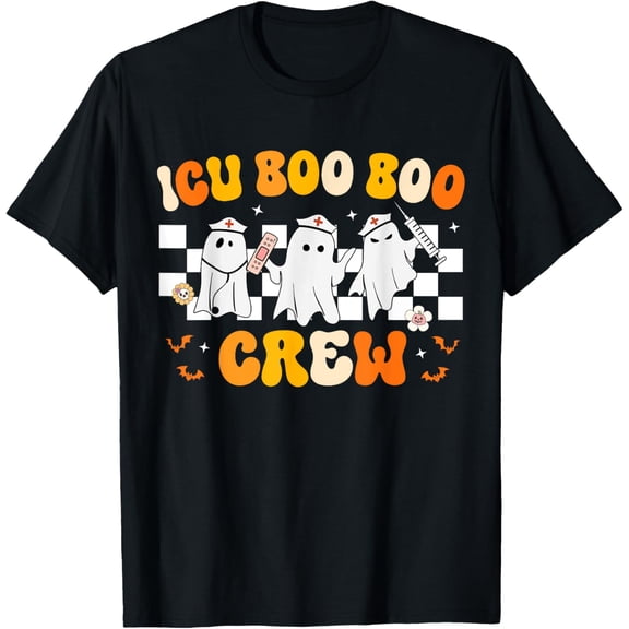 Halloween ICU Costume ICU Boo Boo Crew Nurse Ghost Nursing T-Shirt