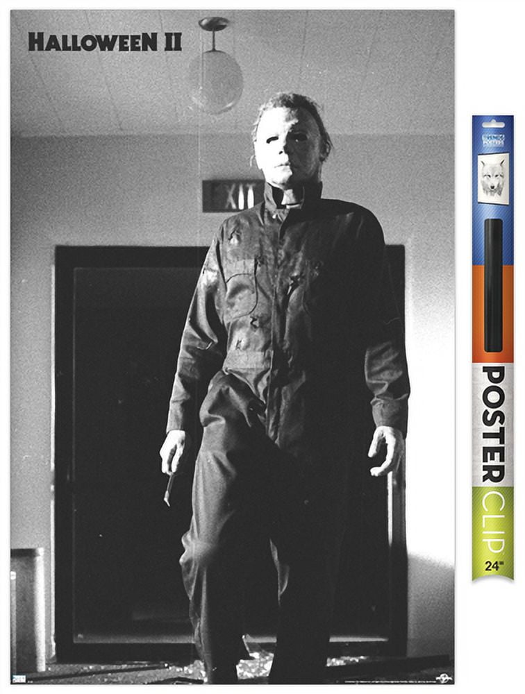 Halloween II Michael Myers Black and White Wall Poster with Clip