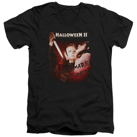 Halloween II Nightmare S/S Adult V-Neck 30/1 T-Shirt Black