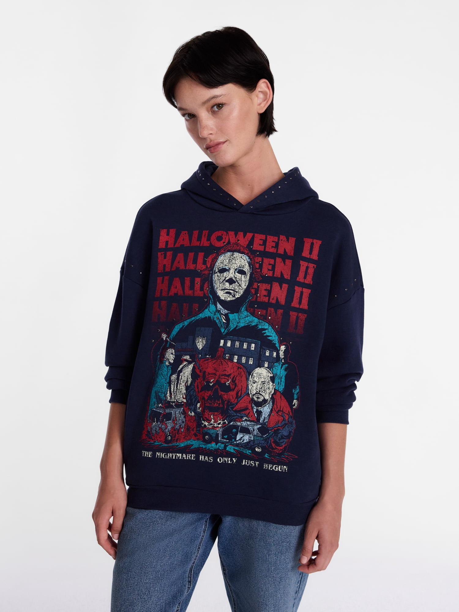 Halloween II Women's Studded Graphic Hoodie Sweatshirt, Sizes XXS-4X