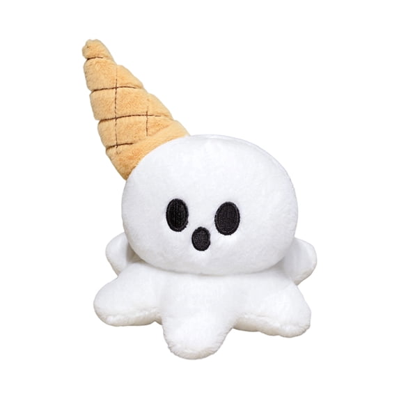 Halloween Ice Cream Ghost Plush Toy, Soft White Spooky Surprised Ghost Face Stuffed Doll for Home Decor and Daily Collection,8.3in